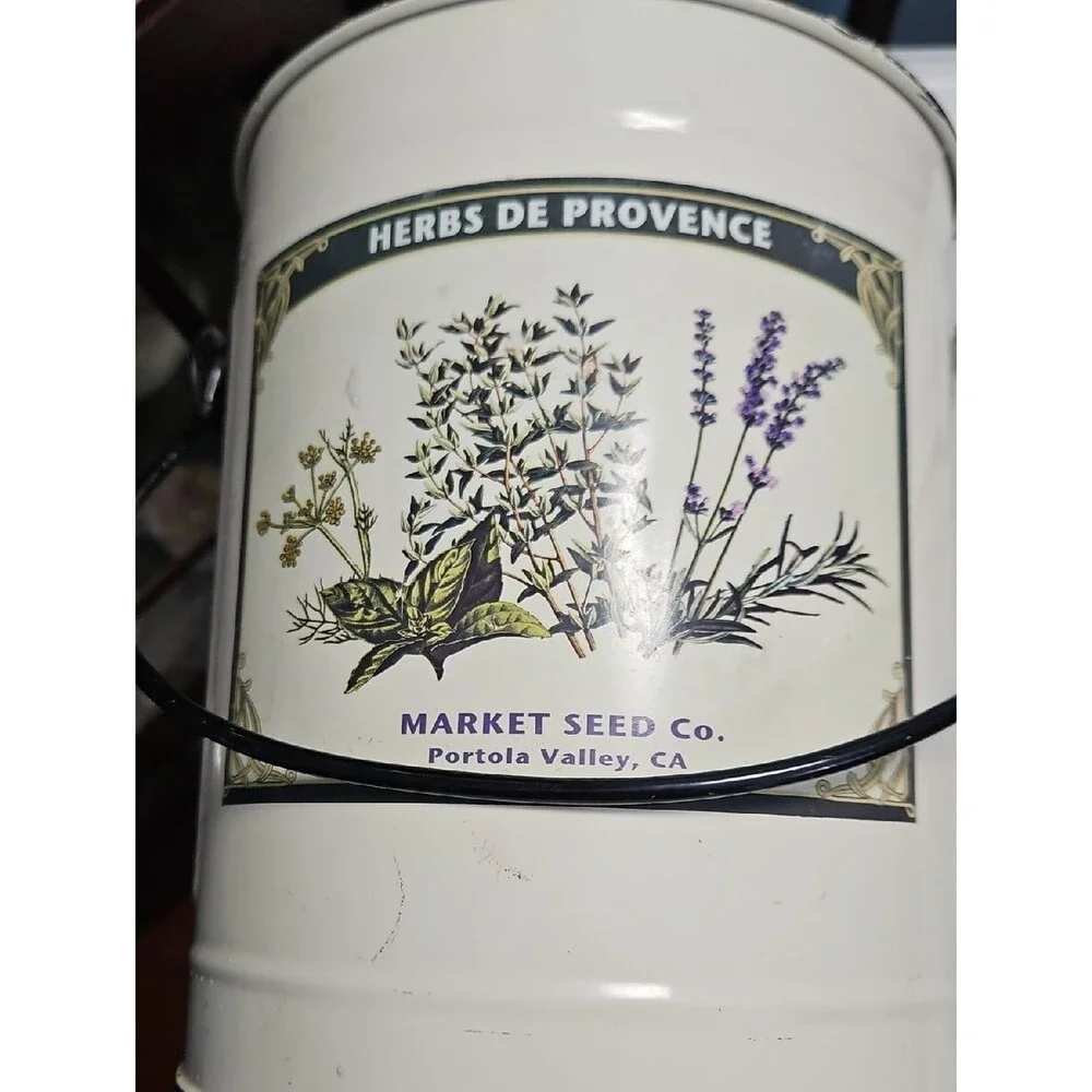 Herbs de Provence Cream Decorative Metal Pail Bucket